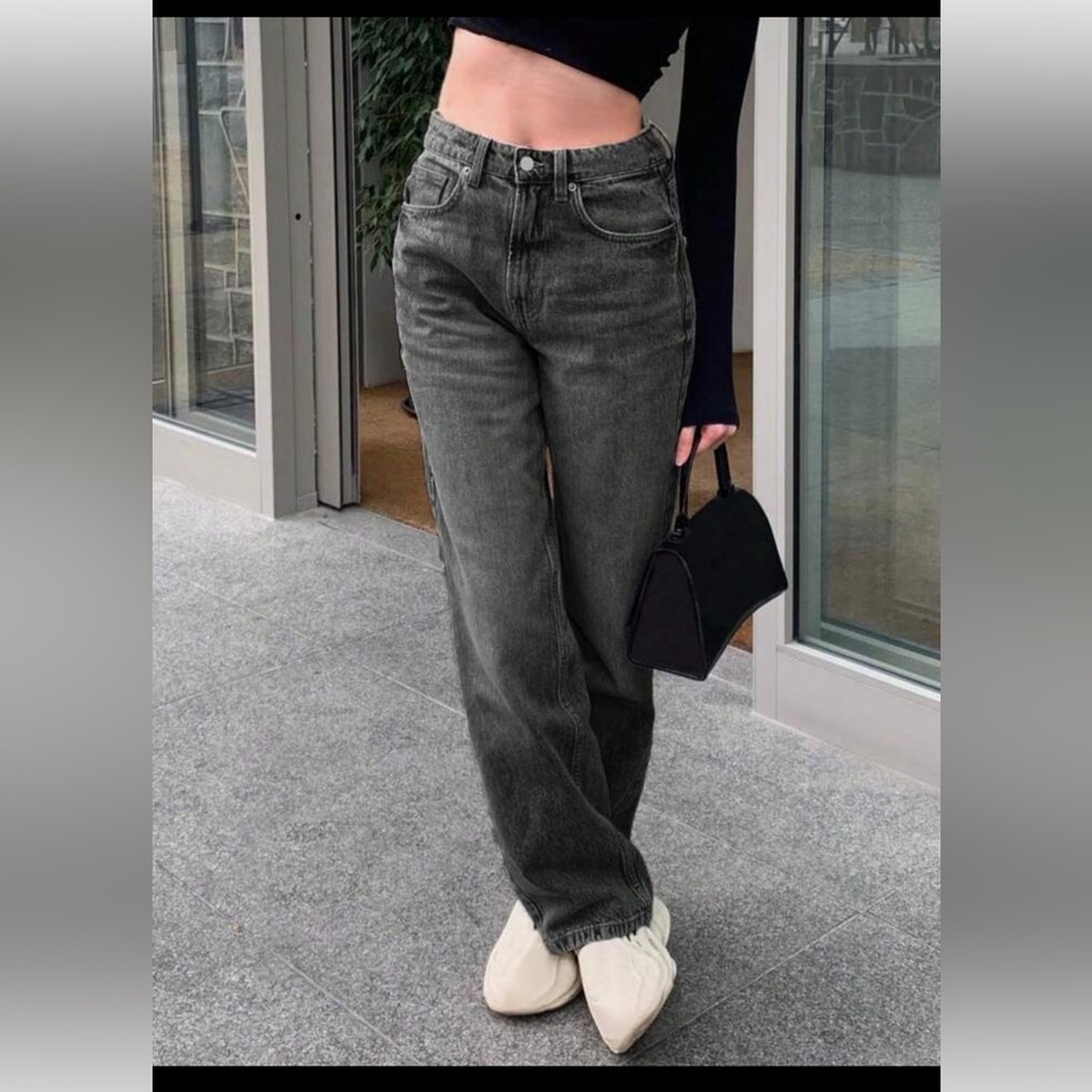 MYOURSA Washed Dark Grey Straight Leg Jeans, size XS, NWT